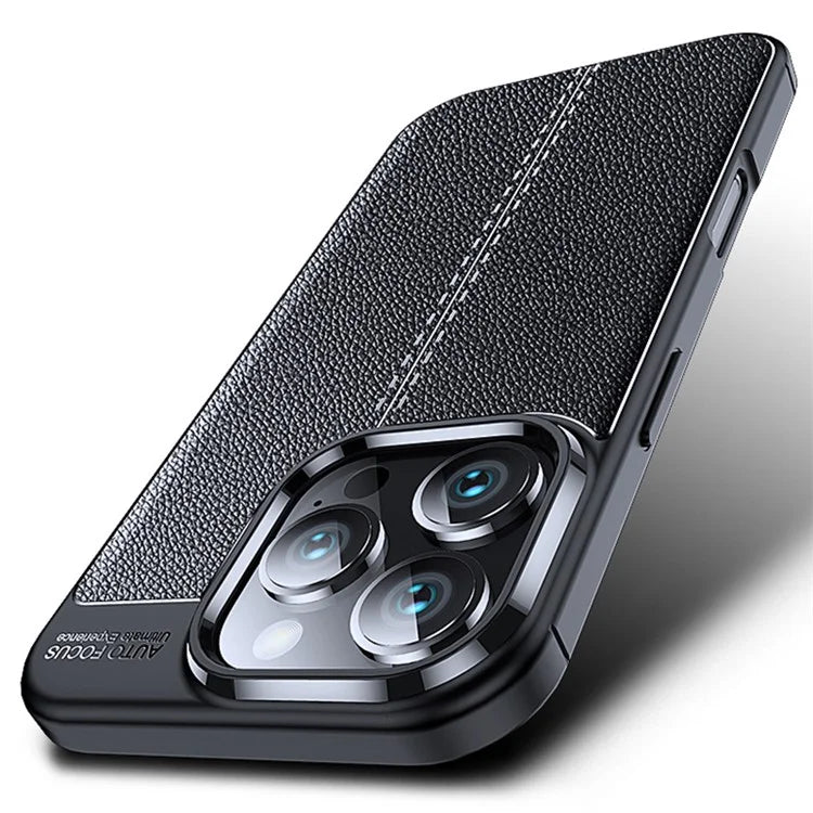For iPhone 16 Pro Case Litchi Texture Shockproof TPU Phone Cover