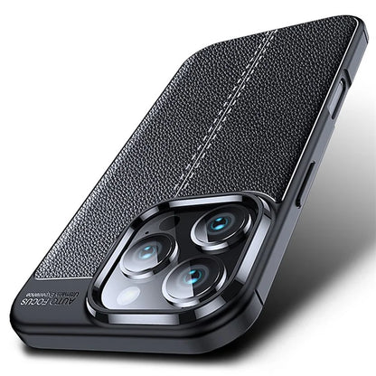 For iPhone 16 Pro Case Litchi Texture Shockproof TPU Phone Cover