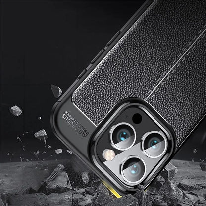 For iPhone 16 Pro Case Litchi Texture Shockproof TPU Phone Cover
