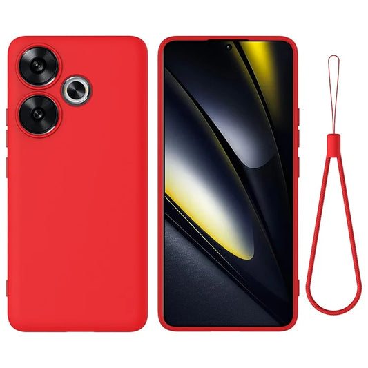For Xiaomi Poco F6 5G / Redmi Turbo 3 5G Case Liquid Silicone Anti-Drop Phone Cover with Hand Strap