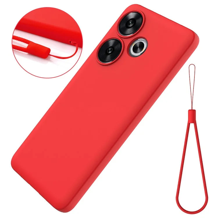For Xiaomi Poco F6 5G / Redmi Turbo 3 5G Case Liquid Silicone Anti-Drop Phone Cover with Hand Strap