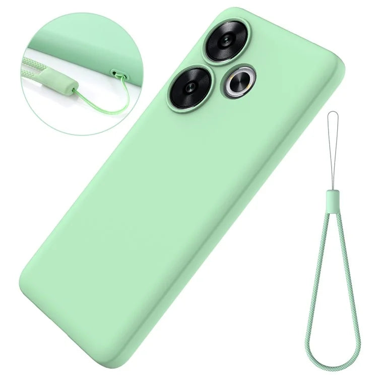 For Xiaomi Poco F6 5G / Redmi Turbo 3 5G Case Liquid Silicone Anti-Drop Phone Cover with Hand Strap