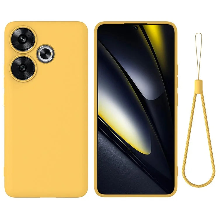 For Xiaomi Poco F6 5G / Redmi Turbo 3 5G Case Liquid Silicone Anti-Drop Phone Cover with Hand Strap