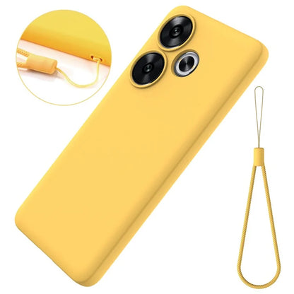 For Xiaomi Poco F6 5G / Redmi Turbo 3 5G Case Liquid Silicone Anti-Drop Phone Cover with Hand Strap