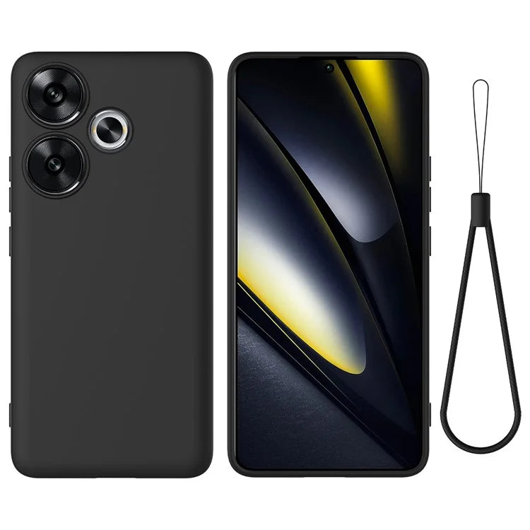 For Xiaomi Poco F6 5G / Redmi Turbo 3 5G Case Liquid Silicone Anti-Drop Phone Cover with Hand Strap