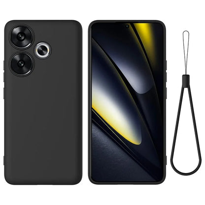 For Xiaomi Poco F6 5G / Redmi Turbo 3 5G Case Liquid Silicone Anti-Drop Phone Cover with Hand Strap