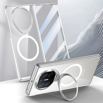 For Huawei Mate X5 Magnetic Case Clear Back PC Phone Cover with Kickstand