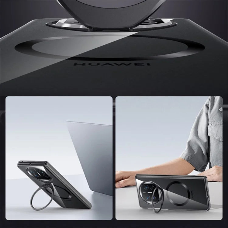 For Huawei Mate X5 Magnetic Case Clear Back PC Phone Cover with Kickstand