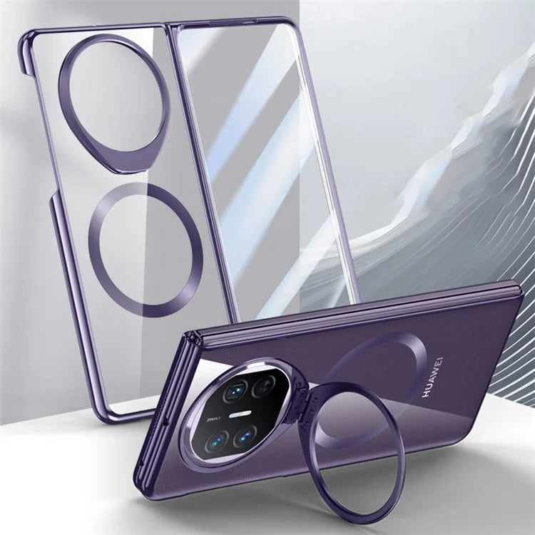 For Huawei Mate X5 Magnetic Case Clear Back PC Phone Cover with Kickstand