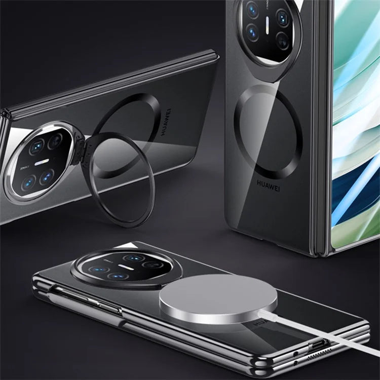 For Huawei Mate X5 Magnetic Case Clear Back PC Phone Cover with Kickstand