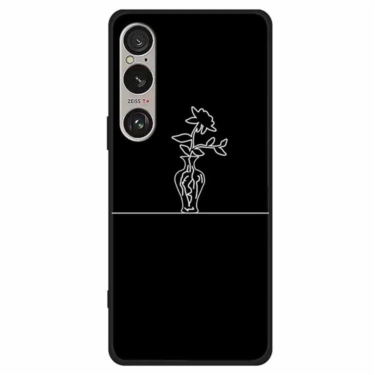 For Sony Xperia 1 VI Line Art Case Anti-Scratch Soft TPU Phone Cover