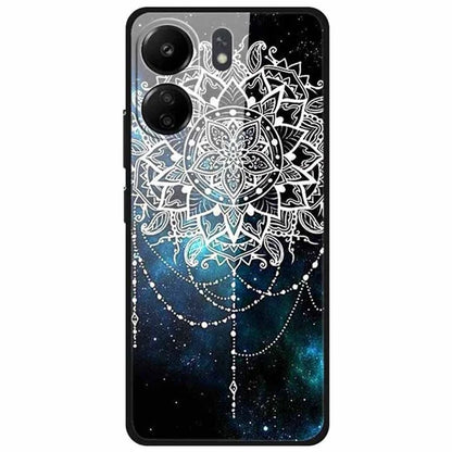 For Xiaomi Redmi 13C 4G / Poco C65 4G Case Pattern Print Tempered Glass+TPU Phone Cover