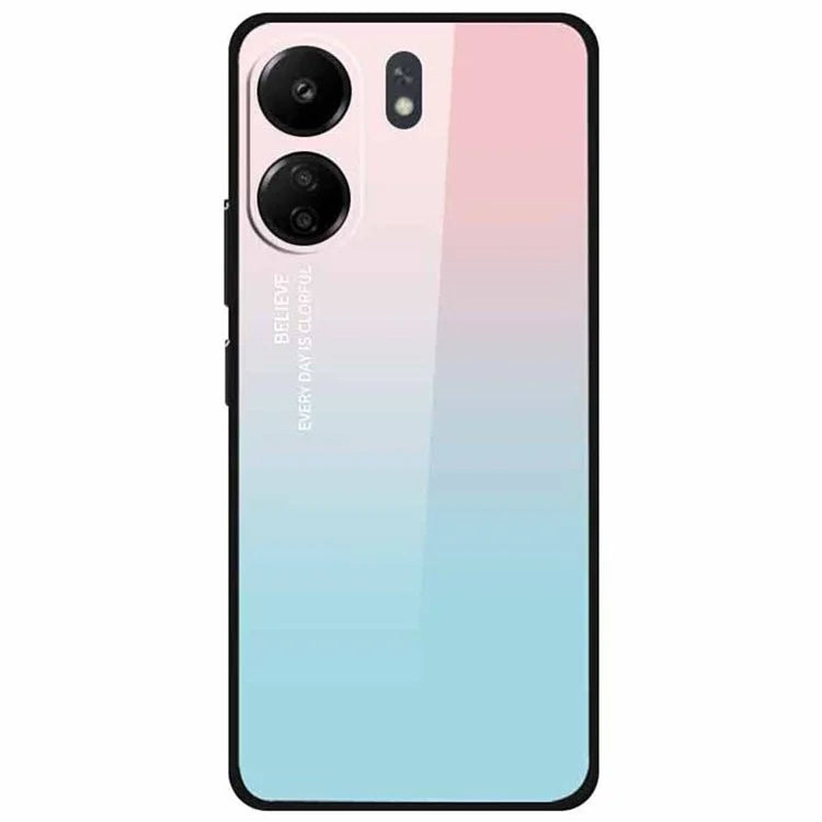 For Xiaomi Redmi 13C 4G / Poco C65 4G Case Pattern Print Tempered Glass+TPU Phone Cover