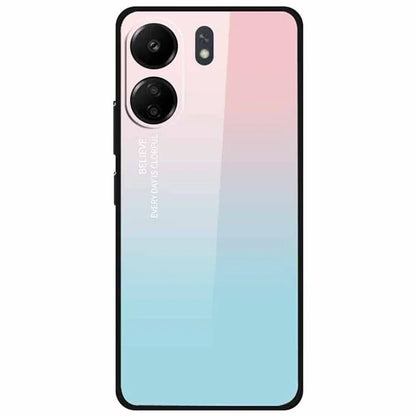 For Xiaomi Redmi 13C 4G / Poco C65 4G Case Pattern Print Tempered Glass+TPU Phone Cover