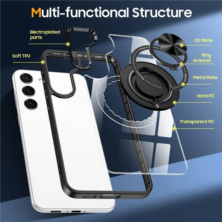 For Samsung Galaxy S23+ Case PC+TPU Kickstand Phone Cover Compatible with MagSafe