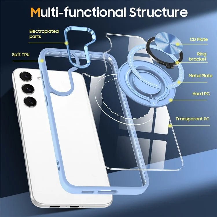 For Samsung Galaxy S23+ Case PC+TPU Kickstand Phone Cover Compatible with MagSafe