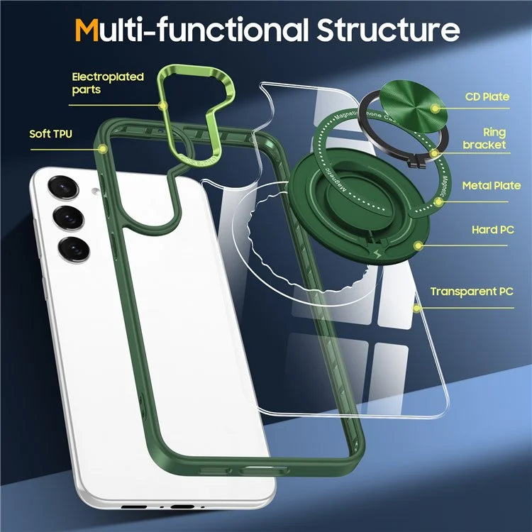 For Samsung Galaxy S23+ Case PC+TPU Kickstand Phone Cover Compatible with MagSafe