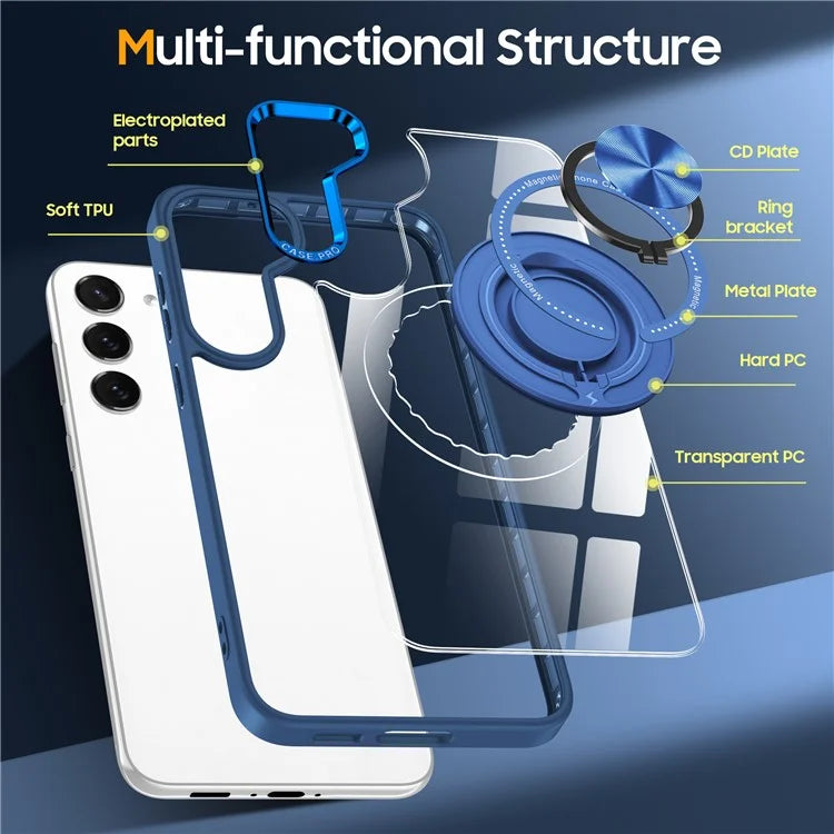 For Samsung Galaxy S23+ Case PC+TPU Kickstand Phone Cover Compatible with MagSafe