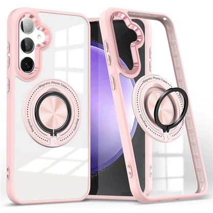 For Samsung Galaxy S24 Magnetic Case Ring Kickstand PC+TPU Anti-Drop Phone Cover
