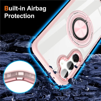 For Samsung Galaxy S24 Magnetic Case Ring Kickstand PC+TPU Anti-Drop Phone Cover