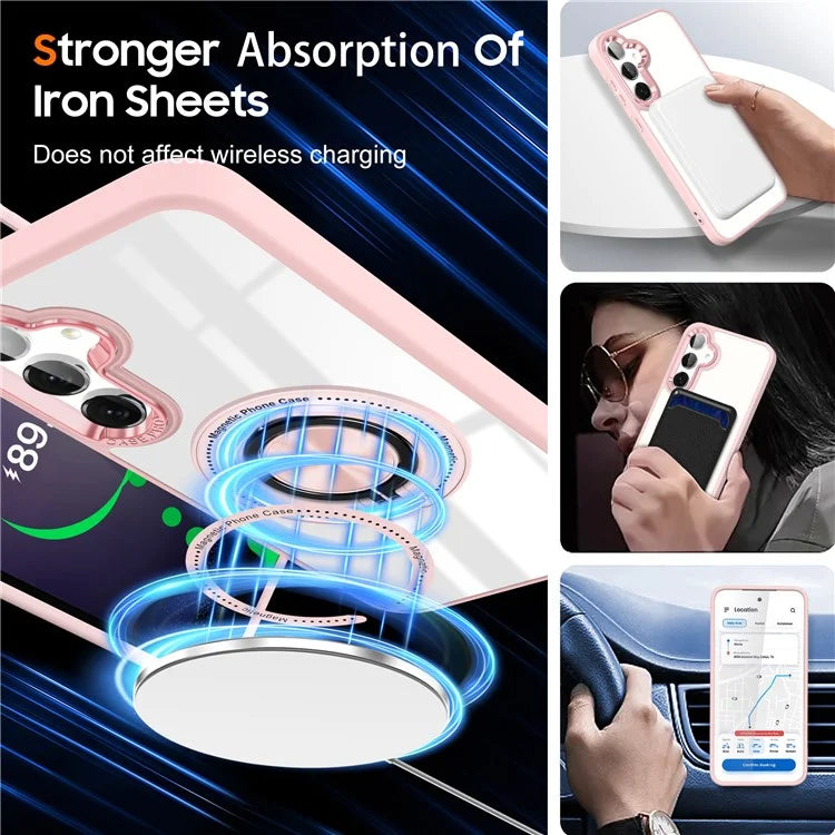 For Samsung Galaxy S24 Magnetic Case Ring Kickstand PC+TPU Anti-Drop Phone Cover