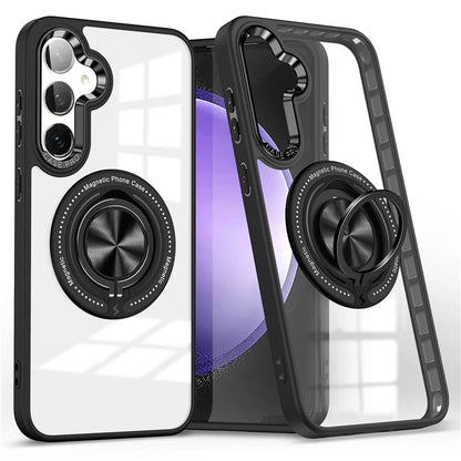 For Samsung Galaxy S24 Magnetic Case Ring Kickstand PC+TPU Anti-Drop Phone Cover