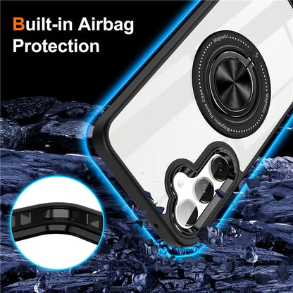 For Samsung Galaxy S24 Magnetic Case Ring Kickstand PC+TPU Anti-Drop Phone Cover