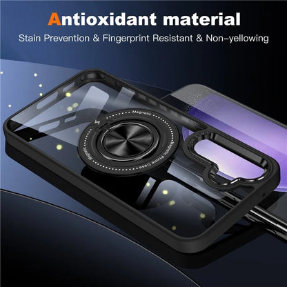 For Samsung Galaxy S24 Magnetic Case Ring Kickstand PC+TPU Anti-Drop Phone Cover