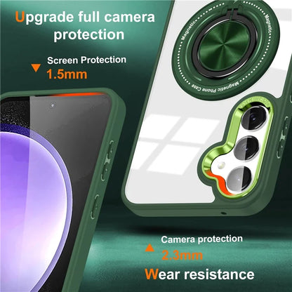 For Samsung Galaxy S24 Magnetic Case Ring Kickstand PC+TPU Anti-Drop Phone Cover