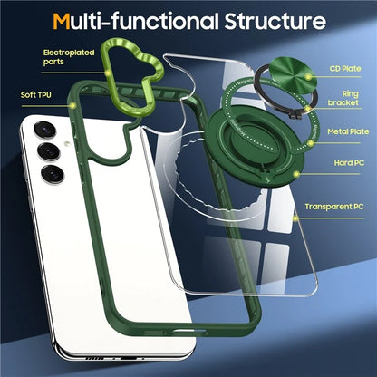 For Samsung Galaxy S24 Magnetic Case Ring Kickstand PC+TPU Anti-Drop Phone Cover