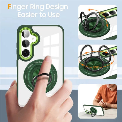 For Samsung Galaxy S24 Magnetic Case Ring Kickstand PC+TPU Anti-Drop Phone Cover