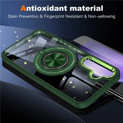 For Samsung Galaxy S24 Magnetic Case Ring Kickstand PC+TPU Anti-Drop Phone Cover