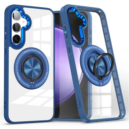 For Samsung Galaxy S24 Magnetic Case Ring Kickstand PC+TPU Anti-Drop Phone Cover