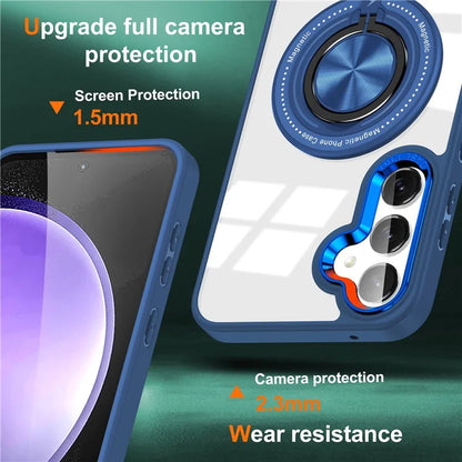 For Samsung Galaxy S24 Magnetic Case Ring Kickstand PC+TPU Anti-Drop Phone Cover