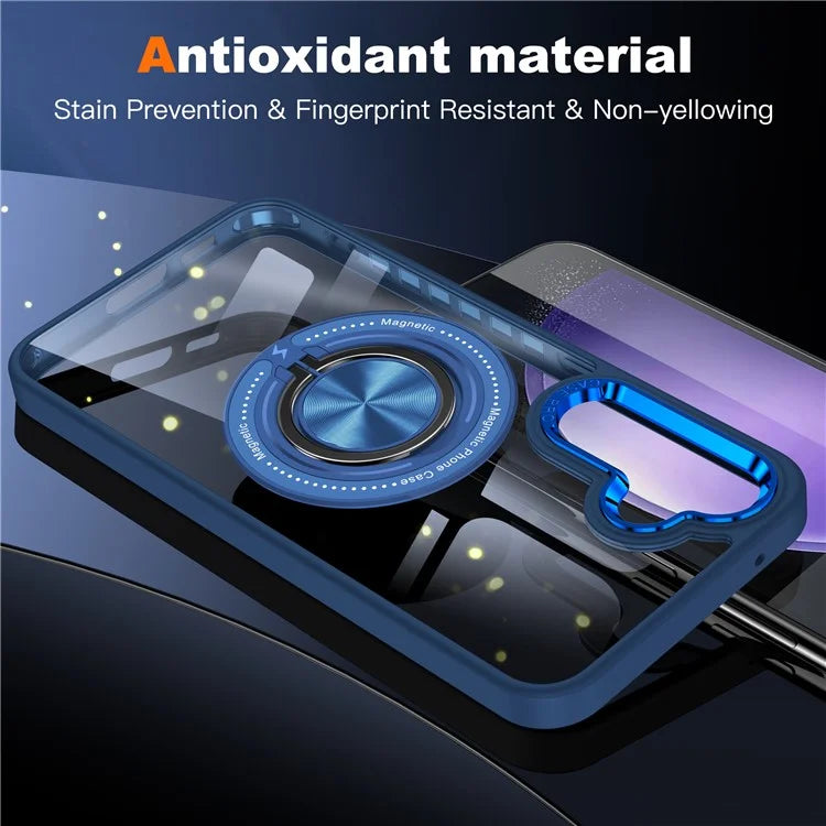 For Samsung Galaxy S24 Magnetic Case Ring Kickstand PC+TPU Anti-Drop Phone Cover