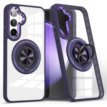 For Samsung Galaxy S24 Magnetic Case Ring Kickstand PC+TPU Anti-Drop Phone Cover