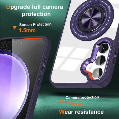 For Samsung Galaxy S24 Magnetic Case Ring Kickstand PC+TPU Anti-Drop Phone Cover