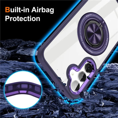 For Samsung Galaxy S24 Magnetic Case Ring Kickstand PC+TPU Anti-Drop Phone Cover