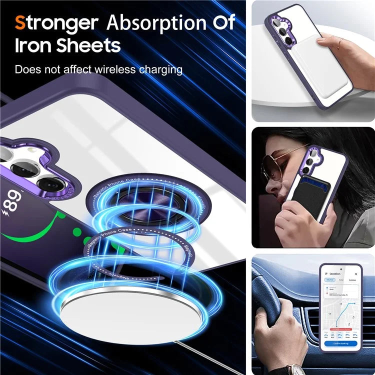 For Samsung Galaxy S24 Magnetic Case Ring Kickstand PC+TPU Anti-Drop Phone Cover