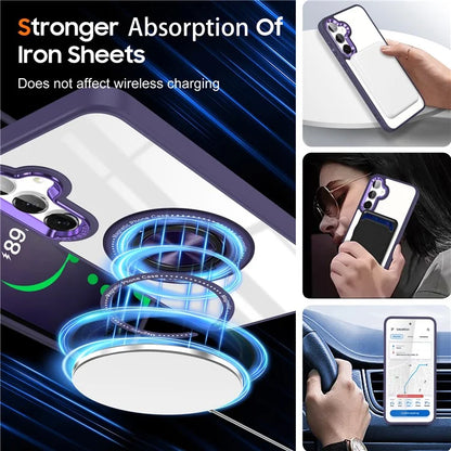 For Samsung Galaxy S24 Magnetic Case Ring Kickstand PC+TPU Anti-Drop Phone Cover