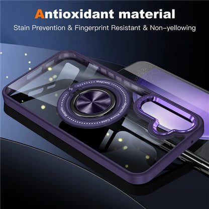 For Samsung Galaxy S24 Magnetic Case Ring Kickstand PC+TPU Anti-Drop Phone Cover