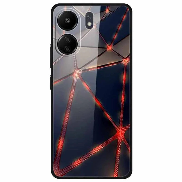 For Xiaomi Redmi 13C 4G / Poco C65 4G Case Pattern Tempered Glass Anti-Drop Phone Cover