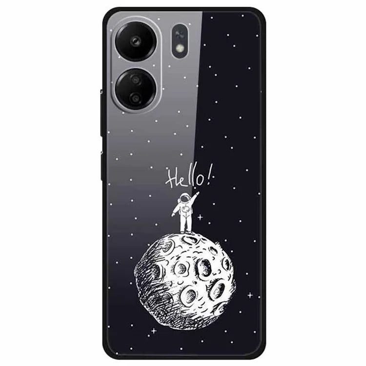 For Xiaomi Redmi 13C 4G / Poco C65 4G Case Pattern Tempered Glass Anti-Drop Phone Cover