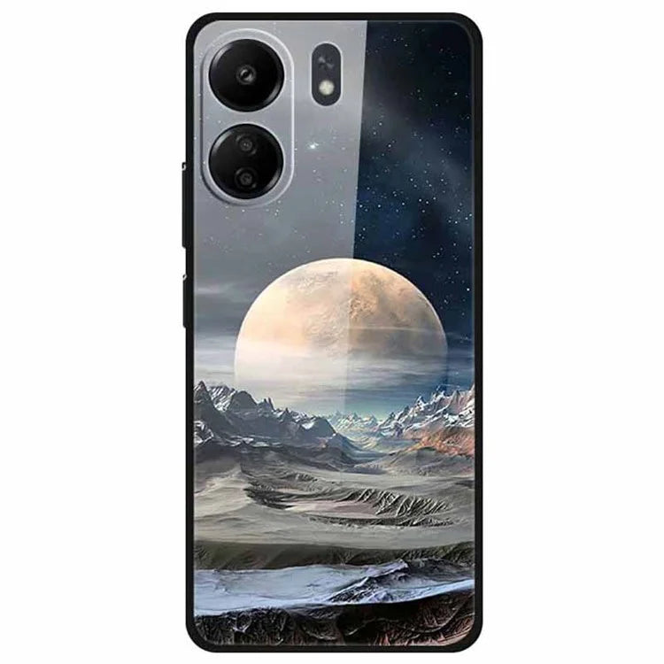 For Xiaomi Redmi 13C 4G / Poco C65 4G Case Pattern Tempered Glass Anti-Drop Phone Cover