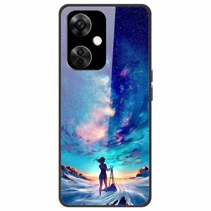 For OnePlus Nord CE3 5G Case Pattern Printing Tempered Glass Cell Phone Cover