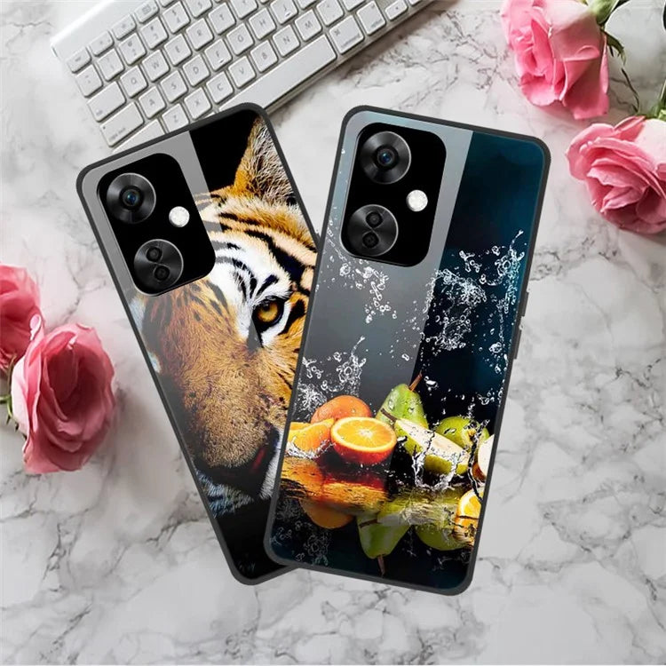 For OnePlus Nord CE3 5G Case Pattern Printing Tempered Glass Cell Phone Cover