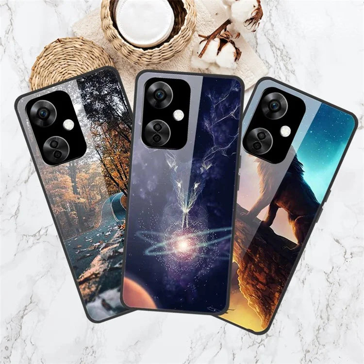 For OnePlus Nord CE3 5G Case Pattern Printing Tempered Glass Cell Phone Cover