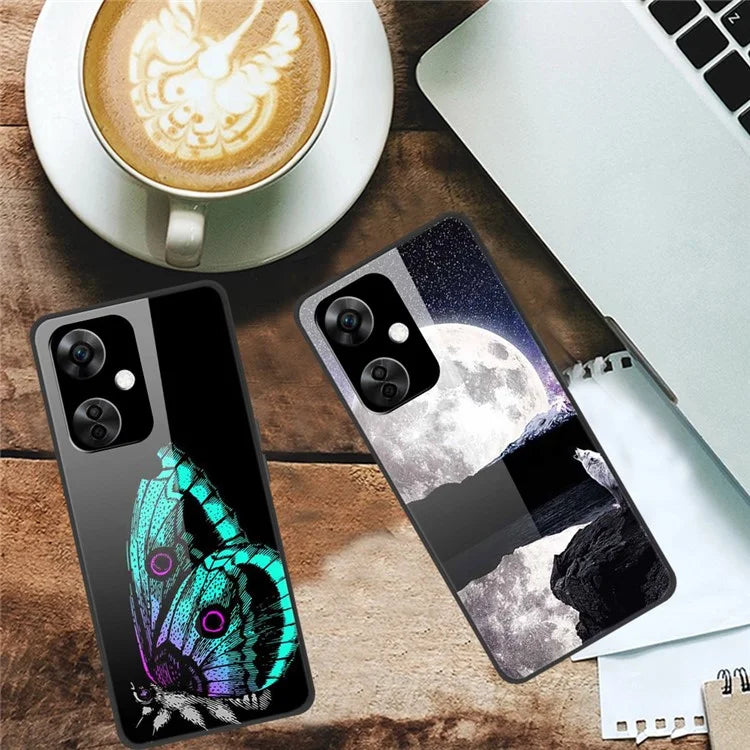For OnePlus Nord CE3 5G Pattern Case TPU Tempered Glass Shockproof Phone Cover