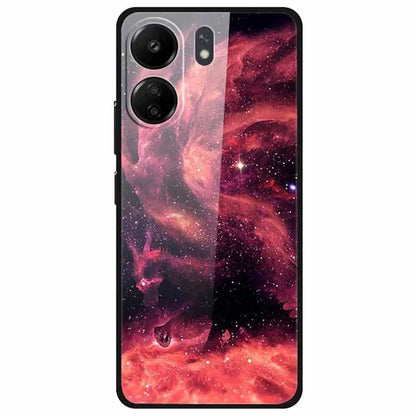 For Xiaomi Redmi 13C 4G / Poco C65 4G Pattern Case TPU+Tempered Glass Shockproof Phone Cover