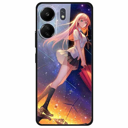 For Xiaomi Redmi 13C 4G / Poco C65 4G Pattern Case TPU+Tempered Glass Shockproof Phone Cover